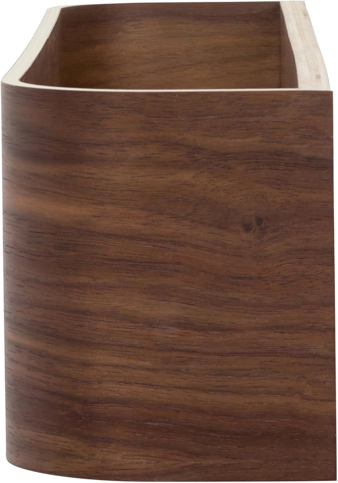 Wooden Wall Mounted Display Caddy, Floating Shelf Organizer Rack, Wood Wall Pocket, Storage Basket Bin 17.7” Wide (Walnut)
