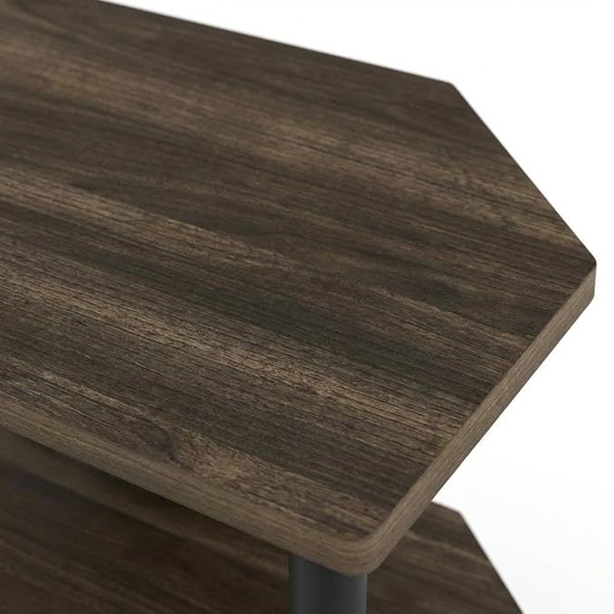 Furnifact White 4-Tier Petite TV Stand, Wood, Modern Design, Walnut/Black Finish, Space-Saving, Durable Storage
