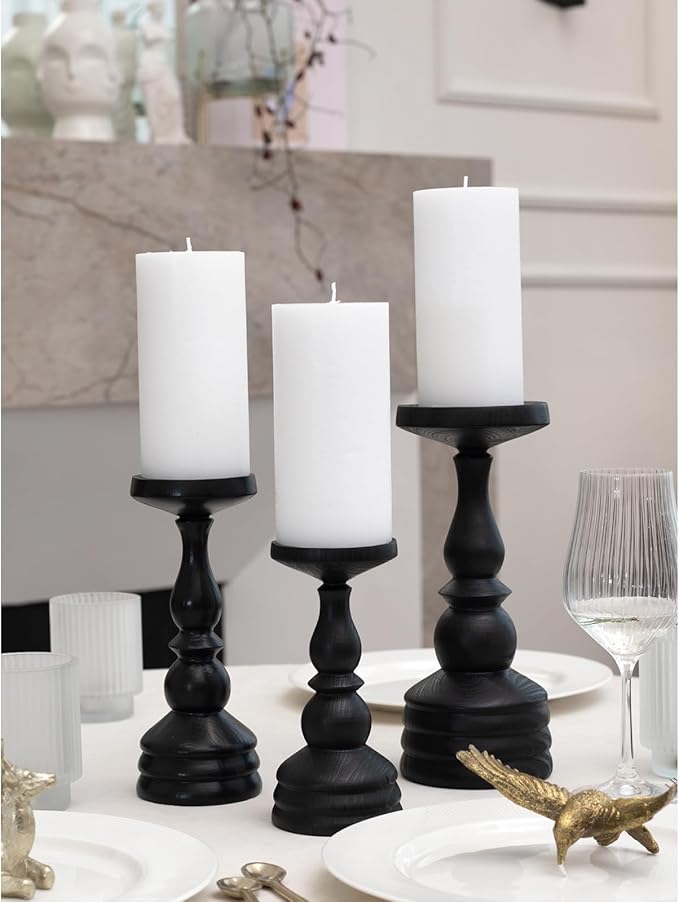 CANDWAX Large Pillar Candles 3x6 Inch – Set of 3 Unscented Dripless White Candles, Rustic Decorative Style for Weddings, Valentines, Home Decor