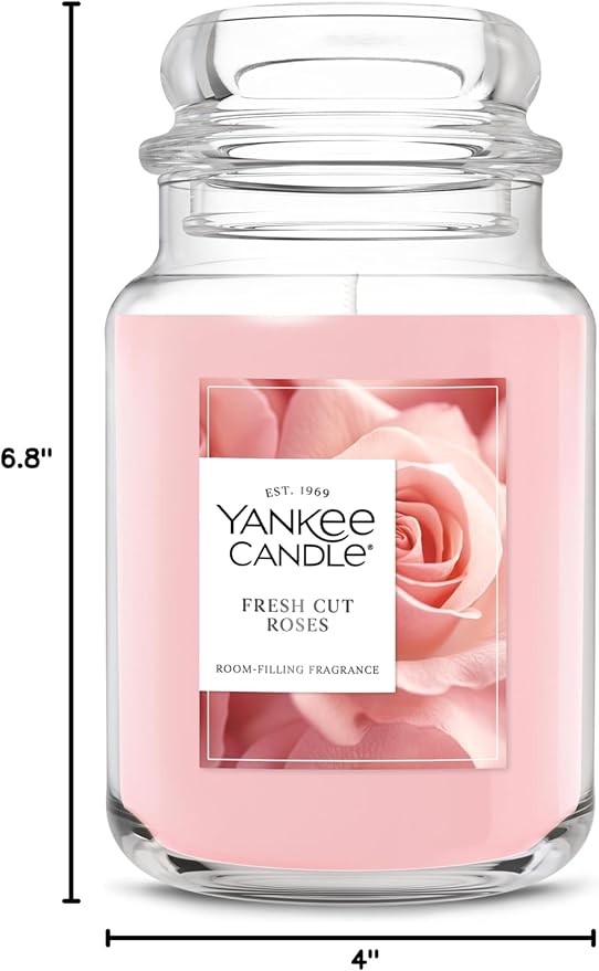 Yankee Candle Fresh Cut Roses Scented Candle, 22oz Large Jar with up to 150 Hour Burn Time, Giftable