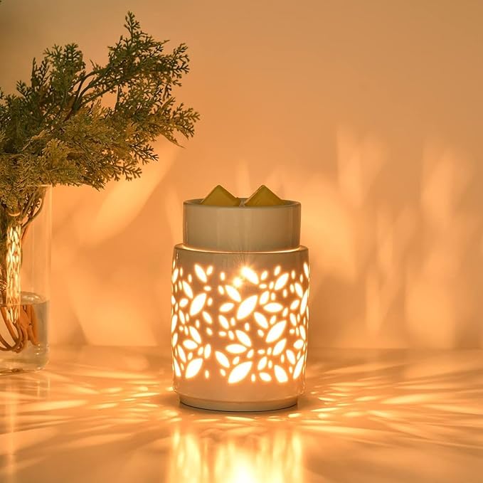 mocosa Ceramic Wax Melt Warmer,Wax Warmer for Scented Wax,Gifts for Women,Fragrance Melts for for Home Office Bedroom Gift & Decor(Leaf)