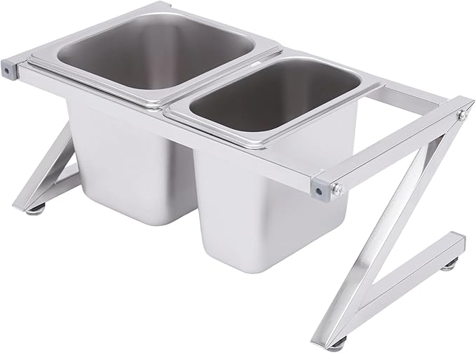 Expandable Spice Rack, Countertop Condiment Stand Holder with Pans and Lids,Stainless Steel Organizer Shelf for Seasonings Sauces Side Dishes Fruits Kitchen Pantry (3*1/9 Pans + 1*1/6 Pan)