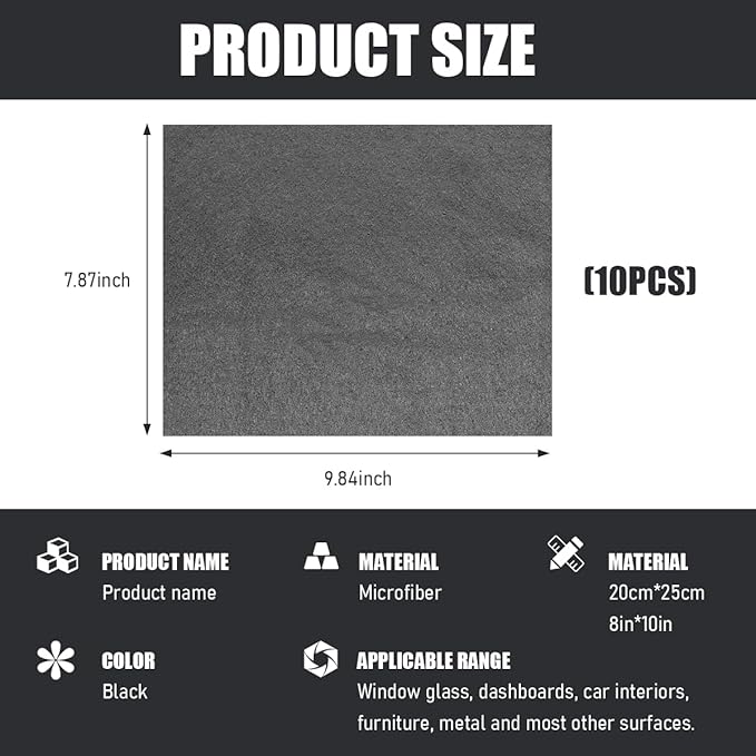 10PCS Thickened Magic Cleaning Cloth, 10"×8" Microfiber Cleaning Cloth Streak Free Polishing Towel, Reusable Lint Free Cleaning Rags for Car Mirror Glass Window TV Screen
