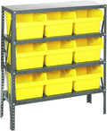 Quantum Storage Systems 1239-SB809YL Solid Heavy Duty 4 Shelves 9 Store-MAX Yellow Bins 39" H x 36" W x 12" D