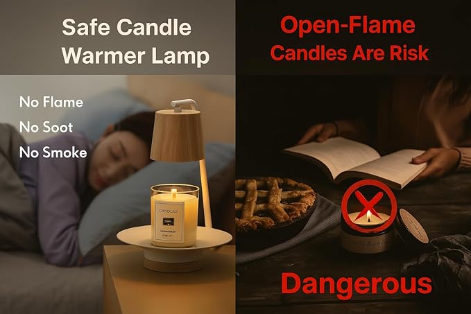 Candle Warmer Lamp with Timer Dimmer Adjustable Wooden Base, Mothers Day Birthday Gifts for Mom Women, Housewarming Gifts New Home Room Decor, Wax Warmer Lamp for Jar Candles with 2 Bulbs