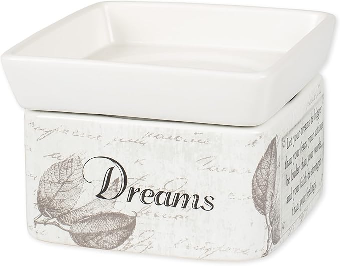 Elanze Designs Dream Actions Faith Stronger Stoneware Electric 2 in 1 Jar Candle and Wax Tart Oil Warmer