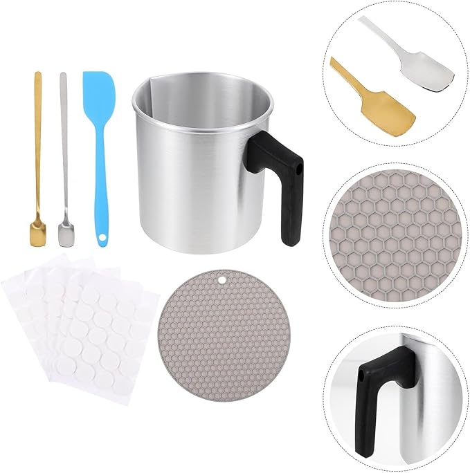 DRESSOOS Stainless Steel Candle Making Pot with Dripless Pouring Spout DIY Scented Candle Kit for Beginners and Adults Wax Melting Pitcher for Crafting and Random Color