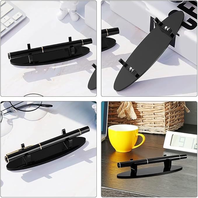 TEHAUX Acrylic Pen Holder Display Stand 4pcs, Pen Pencil Makeup Brush Rack, Single Pen Holder for Desk, Eyebrow Pen Stand Display Rack Pencil Wand Holder for Home School Office