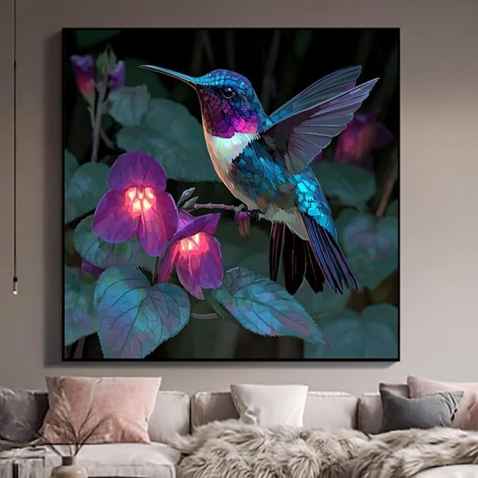 Paint by Numbers Kit for Adults Flower Paint by Numbers Bird DIY Crafts for Adults Canvas Paintings Kits, Hobbies for Women Art With Accessories for Home Wall Decor 20x20 Inch Without Frame 5-889Q