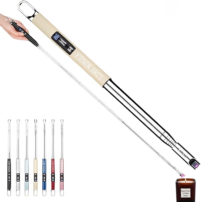 V3 Extendable 3.2 Feet LED Arc Extra Long Flameless Fireplace Stove Electric Candle Lighter for Pilot Light, Grilling, Firepit, Kitchen, BBQ (Beige)