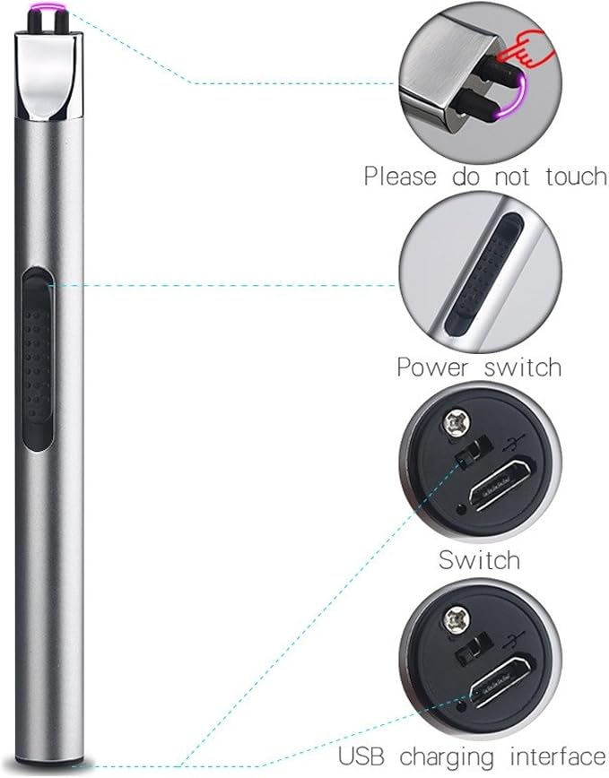 USB Arc Rechargeable Windproof Long Lighter, Electric Candle Lighter Day Gifts for Mom from Daughter Son Birthday Gifts for Mom Women Men Wife Sister (WH)