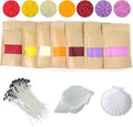 7-Color Pearled Candle Sand Set 12.35oz Colorful Sand Candle Wax with 50pcs Wicks & Candle Trays Refillable Unscented Candle Making Sand Wax for Home Décor, Handcraft and Gifting (7-Color Set A)