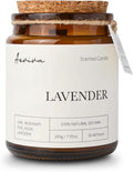 Scented Candle, 7.05 oz Lavender Aromatherapy Candle, Natural Soy Wax with Wooden Wick, Candles for Home Scented, Stress Relief Amber Jar Candle Gifts
