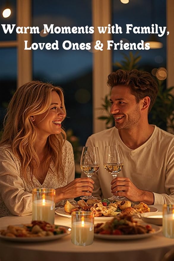 JMTONE Two Months Rechargeable Flameless Candle, Auto Switch On/Off, Rechargeable Glass Candle with Motion Sensor and Remote, Ideal Kids Adults for Home Living Room Decor, Ideal Gift for Women