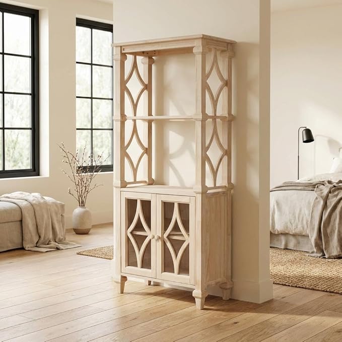 Furnifact Unfinished Bookcase, Parawood Construction, Sturdy Shelving, Durable Finish, Home Office or Living Room, Compact Storage