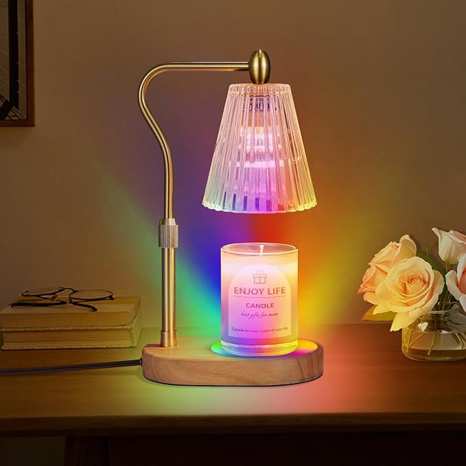 seenlast Candle Warmer Lamp with 8 Colors LED Changing,with Timer Dimmer Adjustable Height,Mothers Day Gifts,Vintage Home Decor