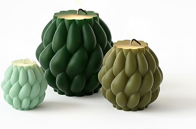 3 Pack Spiral Ball Cylinder Soap & Candle Mold - 3 Size - Silicone 3D Molds for Candy & Home Decor - Resin Casting & Making Molds