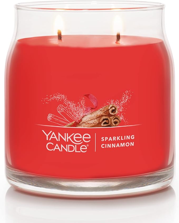 Yankee Candle Sparkling Cinnamon Scented Signature 13oz Medium Jar 2-Wick Candle Over 35 Hours of Burn Time Christmas | Holiday
