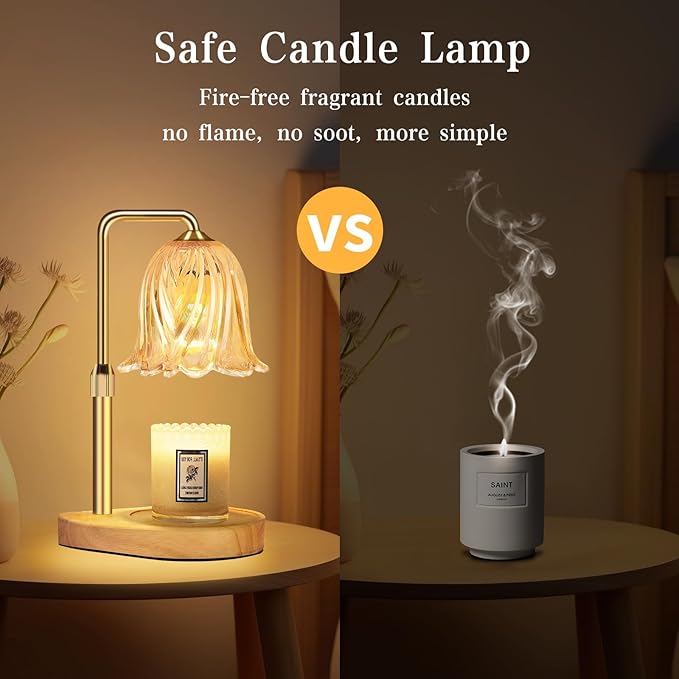 Candle Warmer Lamp with Timer Dimmable: Birthday Gifts for Women Adjustable Height Candles Light Warmers Lamps Gold Crystal Candle Warmer, House Warming Gift New Home Decor, Christmas Gifts for Women