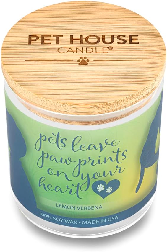 One Fur All Pet House Sentiments Candle - Lemon Verbena - Gift for Pet Lover - Pet Odor Eliminator Candle - Plant-Based Wax Candles - Non-Toxic - Pet-Friendly