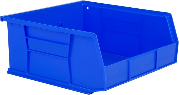 Hudson Exchange 11" x 11" x 5" Plastic Stackable Storage Bin and Hanging Container (Blue, 1 Pack)