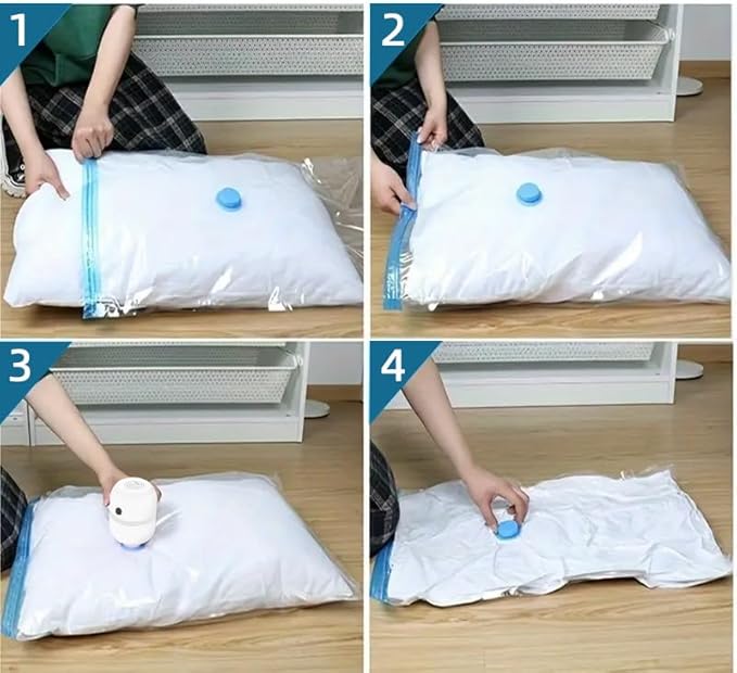 10 Pack Vacuum Storage Bags with Hand Pump,Double zipper sealing, 2 Jumbo + 4 Large + 4 Medium Vacuum Seal Bags for Clothing,Blankets,Comforters (10, Electric Pump)