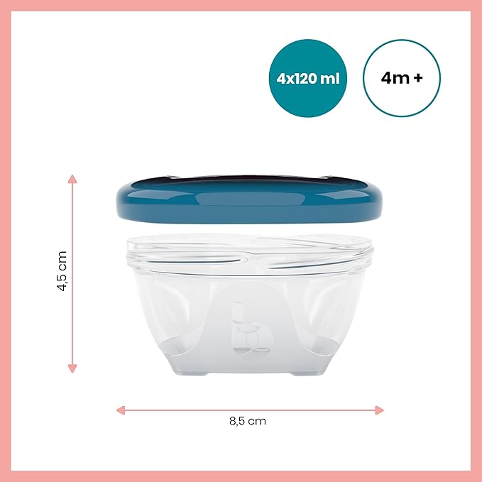 Babymoov Leak Proof Storage Bowls | BPA Free Containers with Lids, Ideal to Store Baby Food or Snacks for Toddlers, BPA Free - 4 Count (Pack of 2) (Pick Your Set Size)