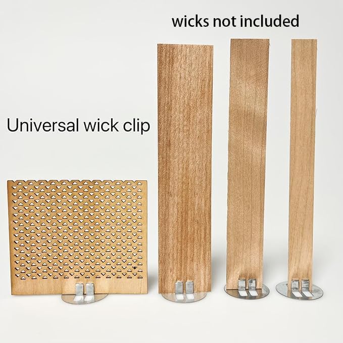 100 Wick Clips & 100 Wicks Stickers Stainless Steel Wick Holders for Candle Making Wooden Wick Base for Candle Making Universal Wood Wick Clips Wooden Wick Clips for Candle（Wicks not Included