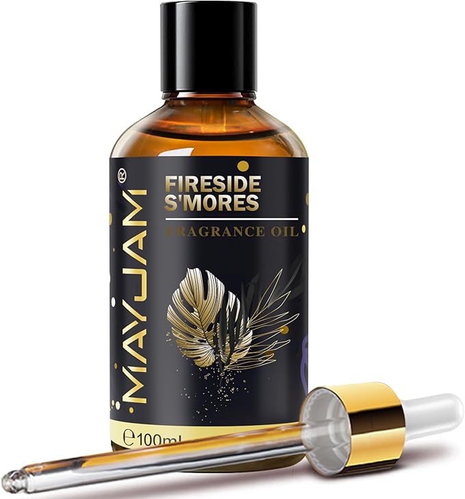 Fireside S'Mores Fragrance Oil Essential Oil, MAYJAM 3.38FL.OZ Fireside S'Mores Oil for Diffusers for Home, Long Lasting Scented Oils for Soap Candle Making - 100ML