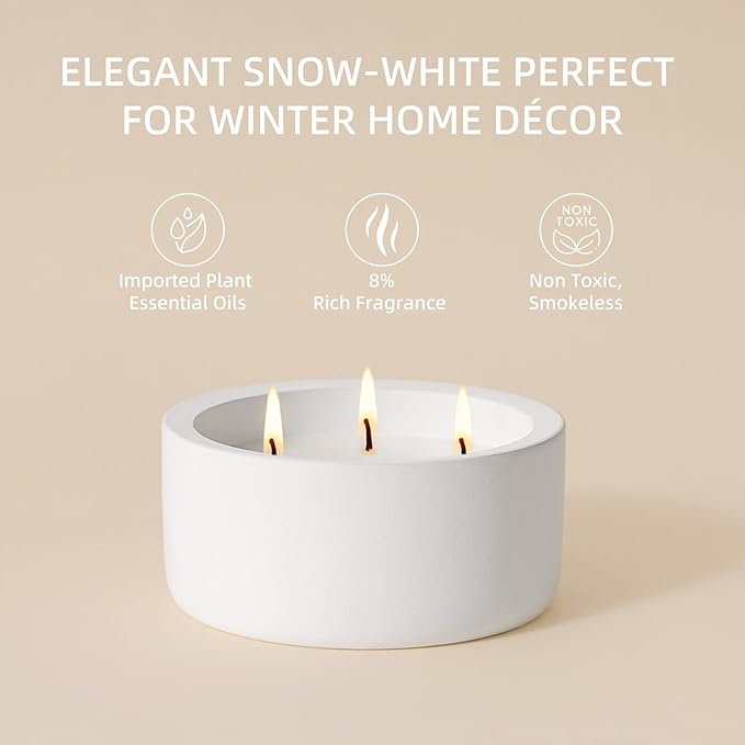 Viyffo 20oz Large White Scented Candle for Women – Vanilla Dreamscape, 3 Wick Non Toxic Soy Candle, Matte Ceramic Jar, Luxury Home Fragrance, Elegant Spring Décor & Premium Gift