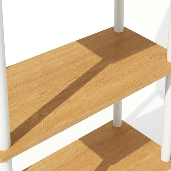 Furnifact Beech White Bookcase with Sturdy Wood Construction, Modern Design, Spacious Shelving, Stylish Home Office Storage Solution