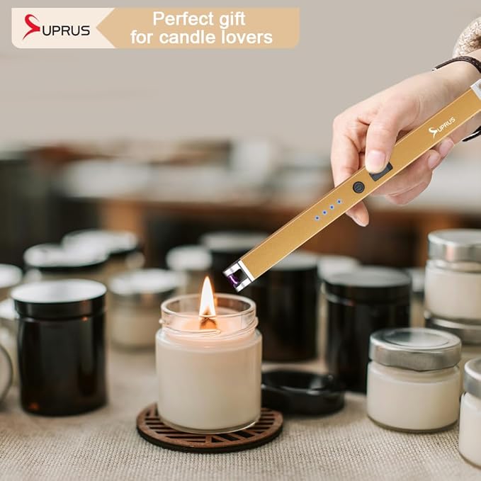 SUPRUS Electric Arc Lighter Windproof Flameless Rechargeable USB Lighter with Safety Lock for Home Kitchen BBQ Candle