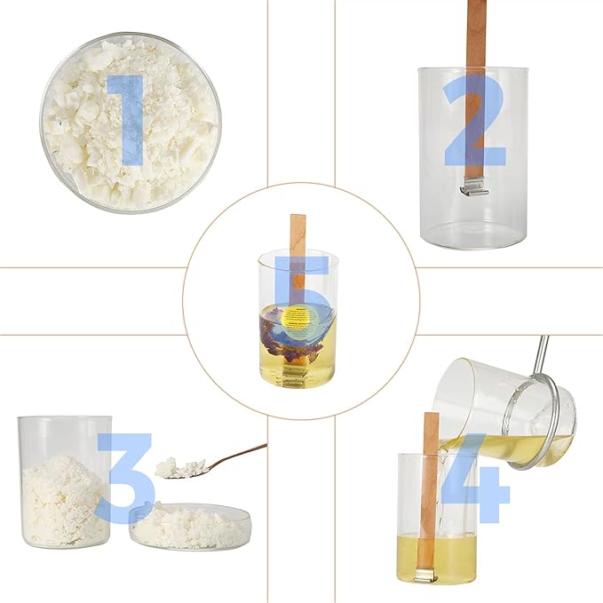 NOOR Crackling Wooden Wicks for Candles - Pack of 50 Pcs 5.1 x 0.5 inch Wood Wicks with Metal Sustainers, EVA Stickers and Warning Labels - Eco-Friendly Wooden Candle Wick
