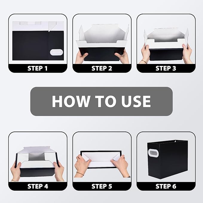 Hanging File Organizer Box, 3 Pack White Cardboard File Folder Holder for Letter Size, Portable Desk Document Storage with Handles, for Office,Home,School