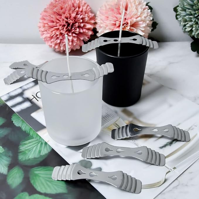 20pcs Metal Candle Wick Holder, Candle Wicks Centering Tools, Wick Setter, 3 Holes Stainless Steel Device for DIY Candle Making Supplies.
