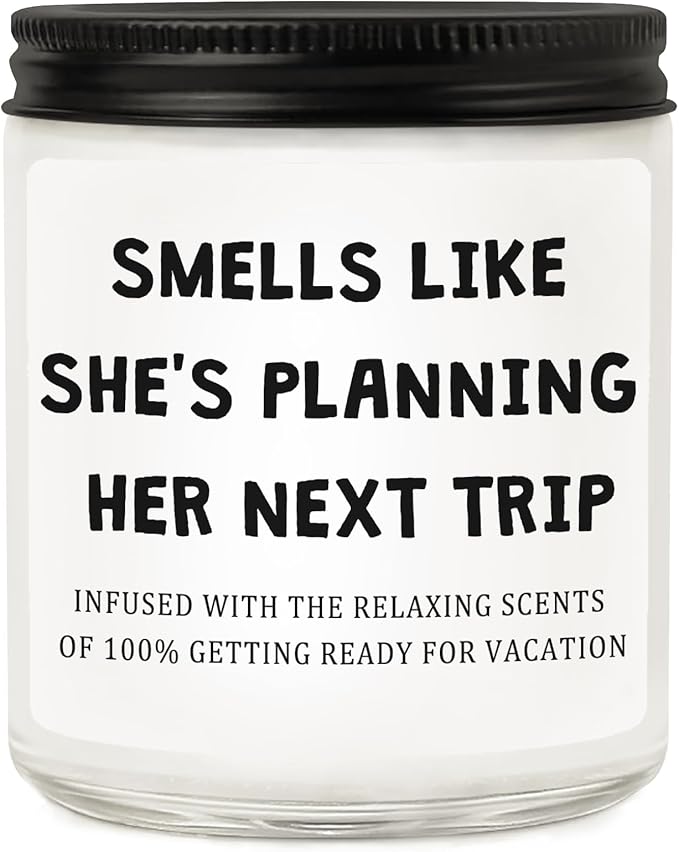 Travel Gifts for Women, Unique Gift for Travelers - Cool Ideas for People Who Travel, Funny Birthday Christmas Vacation Trip Candles for Woman Couple Friend
