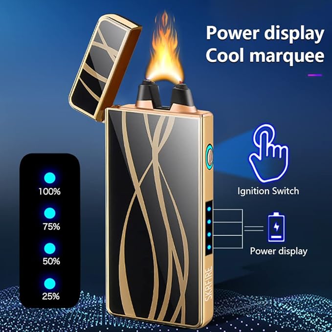 SKRFIRE Flameless Electric USB Rechargeable Windproof Plasma Lighter - Portable Fashion Outdoor for Camping, Hiking(Thread)