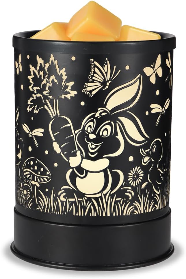 nawaza Metal Wax Melts Warmer, 2-in-1 Electric Scented Candle Wax Melter and Wax Cubes, Aromatherapy Essential Oil Burner for Home Décor Office and Bedroom, with LED Light(Rabbit)