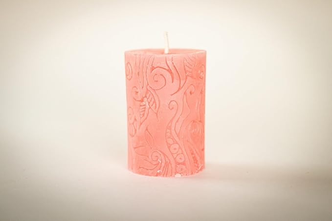 BeeTheLight Beeswax Pillar Candle - 100% Pure Bees Wax - Choose Your Size and Color - 24 Hour Burn Time - 2x3 - Unscented - Natural Light Honey Scent (Pink Sunset, Small)