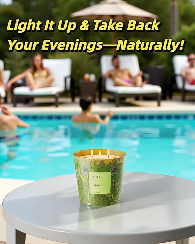 Citronella Candles Outdoor Large, 3-Wick / 30oz Large Soy Candle, Long Lasting Highly Scented,Candle for Patio, Garden & Camping, Summer Camping Huge.