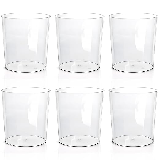 Okllen 6 Pack Clear Round Plastic Waste Baskets, BPA-Free Trash Can Bin for Bathroom, Kitchen, Office, Home, 8"x7.5"x6.4"