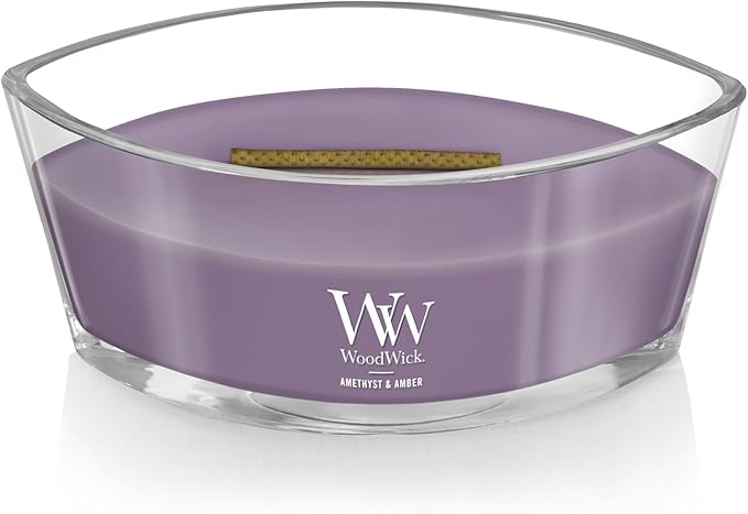 WoodWick Amethyst & Amber Gifts for Women and Men, 16 oz Ellipse Candle with Crackling Wick