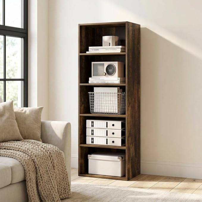 Furnifact Amber Pine Bookcase with Modern Design, Sturdy Wood Construction, Sleek Finish, and Efficient Storage for Living Room or Office