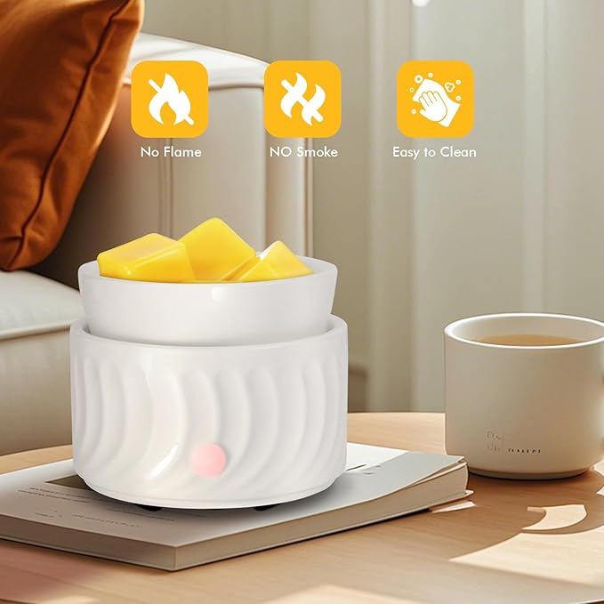 Bobolyn Wax Melt Warmer 4-in-1 Electric Ceramic Essential Oil Burner Warmer for Scented Wax Fragrance Melter for Home Office Bedroom Gifts for Her & Home Decor
