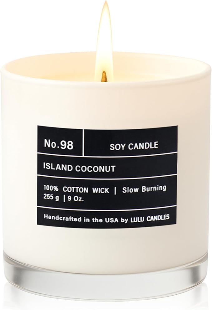 Lulu Candles | Island Coconut | Luxury Scented Soy Jar Candle | Hand Poured in The USA | Highly Scented & Long Lasting (9 Oz.)