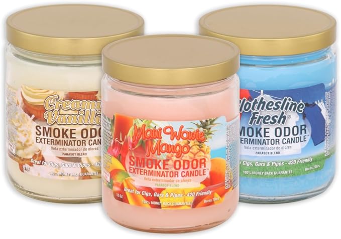 Bulk Smoke Odor Exterminator Odor Eliminating Scented Candles, Odor Eliminating Candle, Cooking Odor Eliminator Case of 12 (Mystery Variety Pack)