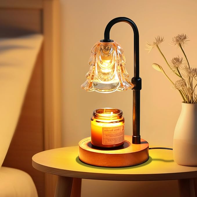 Candle Warmer Lamp with Timer Dimmable, Adjustable Height, House Warming Gifts New Home Decor, Mothers Day Birthday Gifts for Mom Women, Bedroom Decor with 2 Bulbs (Mother's Day Gift)
