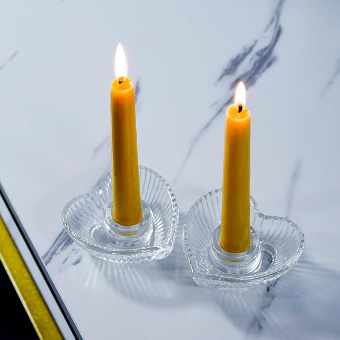 6'' Natural Beeswax Taper Candles Set of 12, DEYBBY Smokeless and Dripless Beeswax Candles, 4-5Hrs Burn Time, Nontoxic