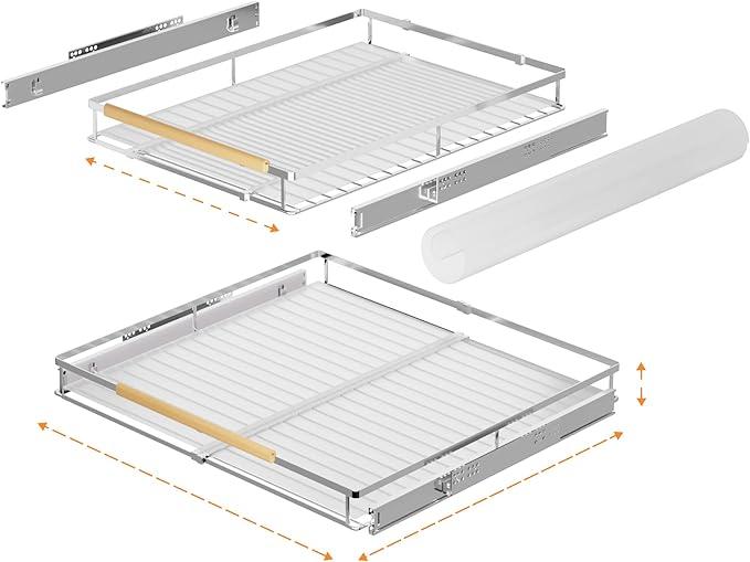 SANNO Pull Out Cabinet Organizer, Cabinet Slide Out Shelf, Pots Pans Organizers Shelves with Sliding for Cupboard Pantry Under Sink Closet, Expandable Width 17.1to 27" W x 22.5" D