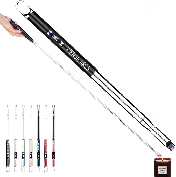 V3 Extendable 3.2 Feet LED Arc Extra Long Flameless Fireplace Stove Electric Candle Lighter for Pilot Light, Grilling, Firepit, Kitchen, BBQ (Black)